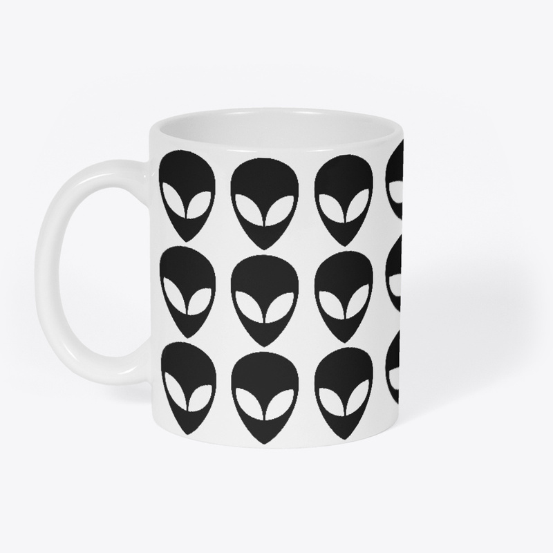 Ufoleaks coffee mug grey alien face big eyes